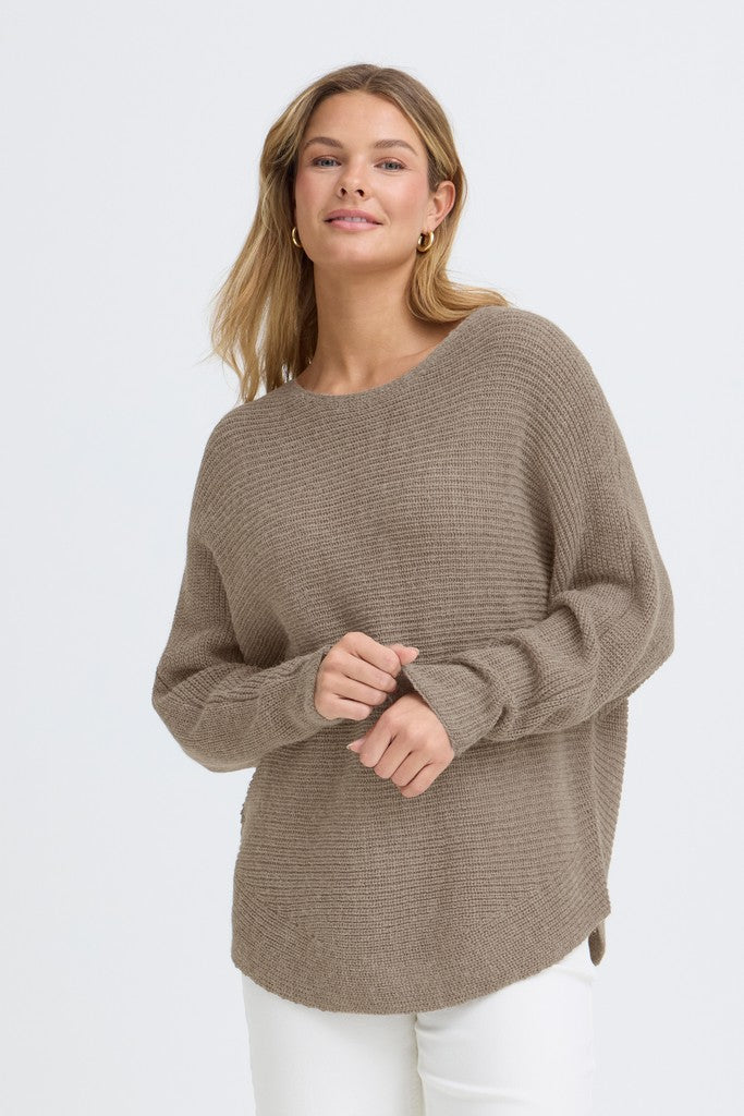 Fransa Eretta Pullover Walnut Melange