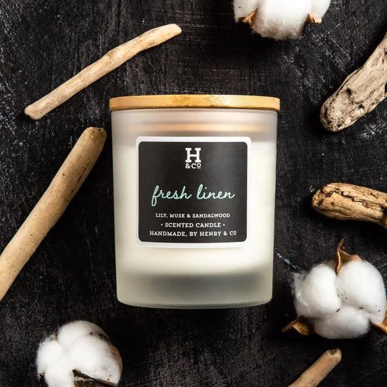 FRESH LINEN SCENTED CANDLE - 30CL - RUTHERFORD & Co