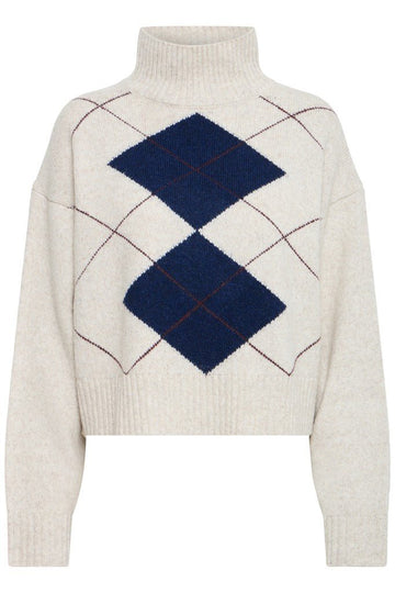 FRGIGI PU 4 Jumper - Oatmeal Melange Check - RUTHERFORD & Co