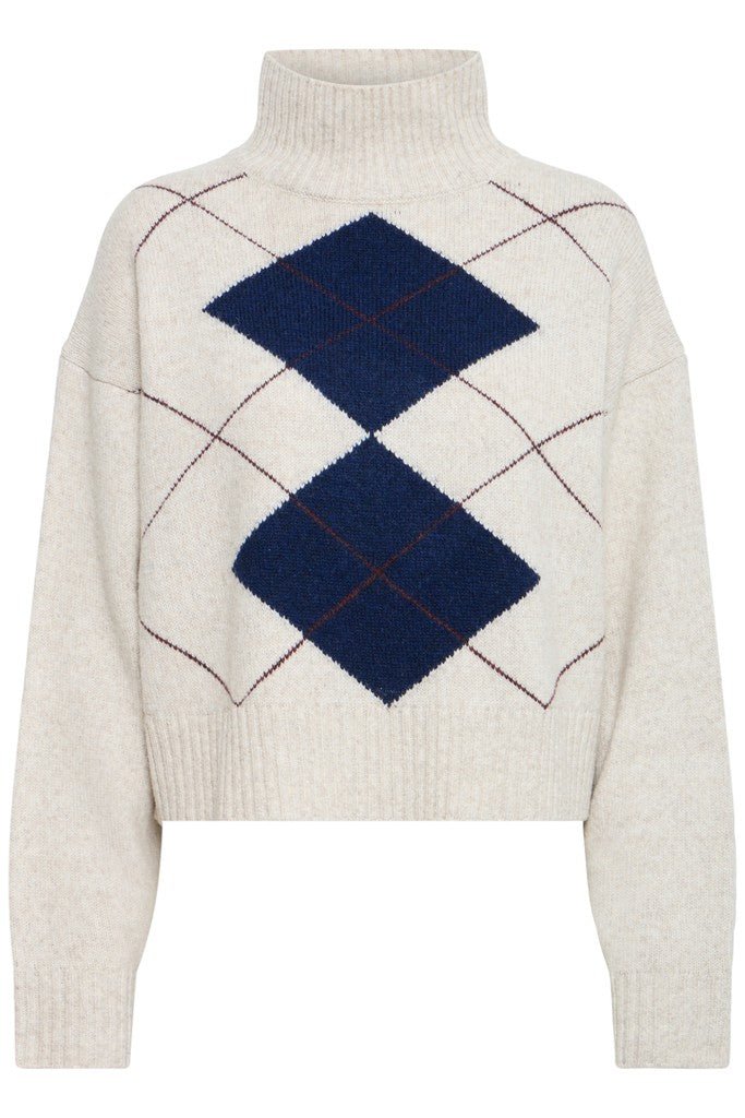 FRGIGI PU 4 Jumper - Oatmeal Melange Check - RUTHERFORD & Co