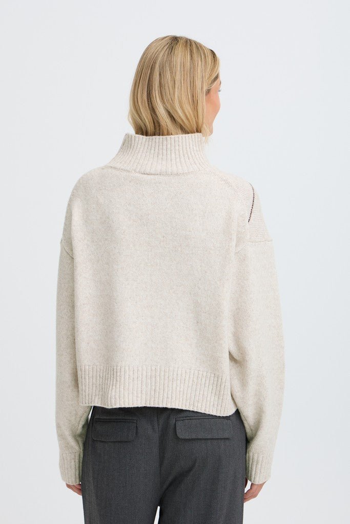 FRGIGI PU 4 Jumper - Oatmeal Melange Check - RUTHERFORD & Co