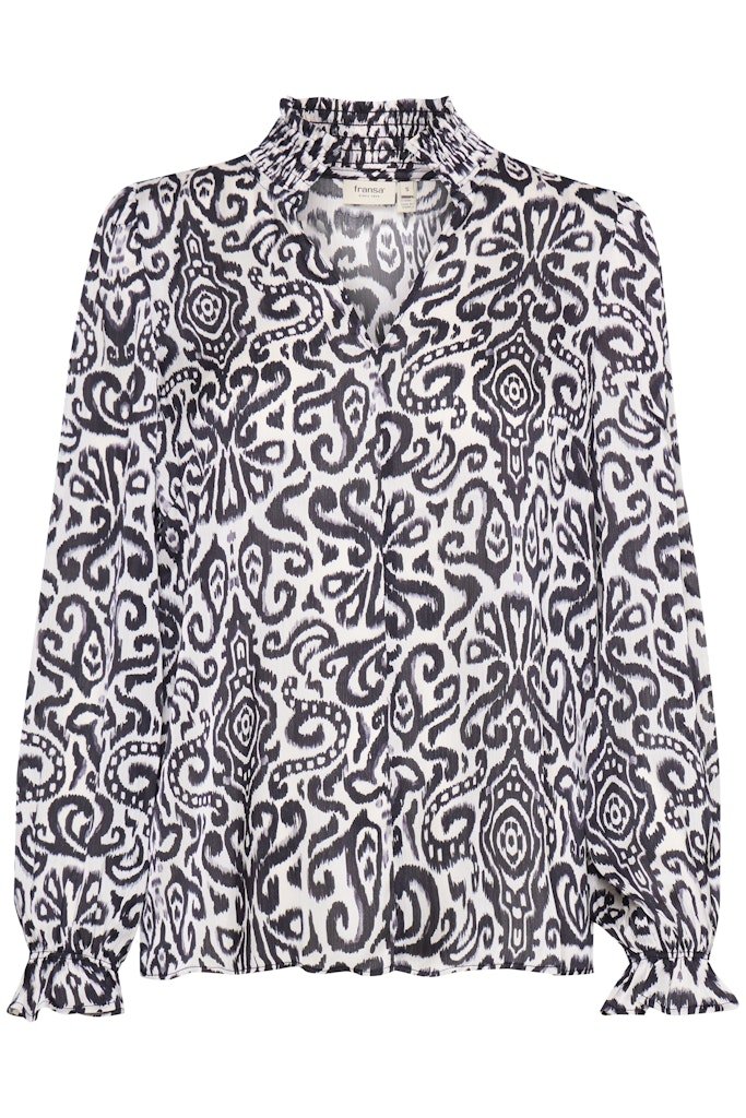 FRINCA BL 1 black w. white aop - RUTHERFORD & Co