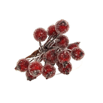 Frosted Red Holly Berry Bunch Pick (7cm) - RUTHERFORD & Co