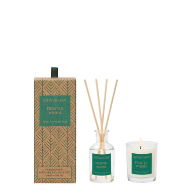 Frosted Woods - Gift Set (Scented mini soy candle and mini diffuser) - RUTHERFORD & Co