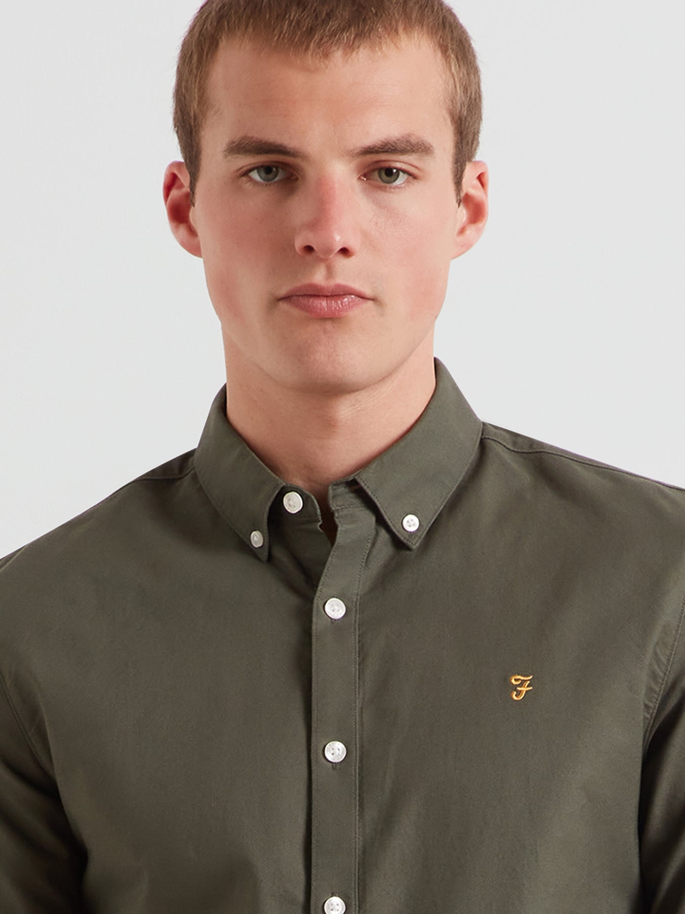 Brewer Slim Fit Organic Cotton Oxford Shirt In Rosemary