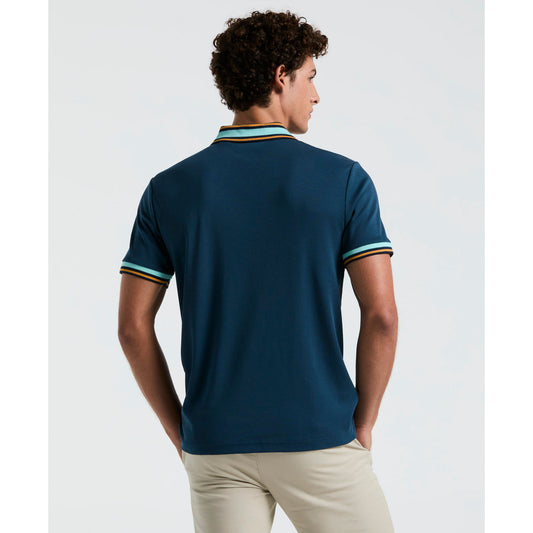 Tipped Collar Polo Shirt In Blue Wing Teal