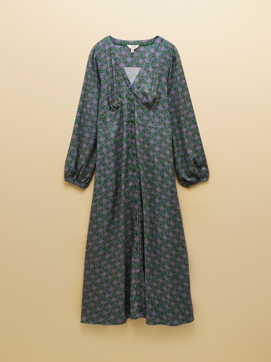 Gabriella Blue & Green Geo Print Midi Dress - RUTHERFORD & Co