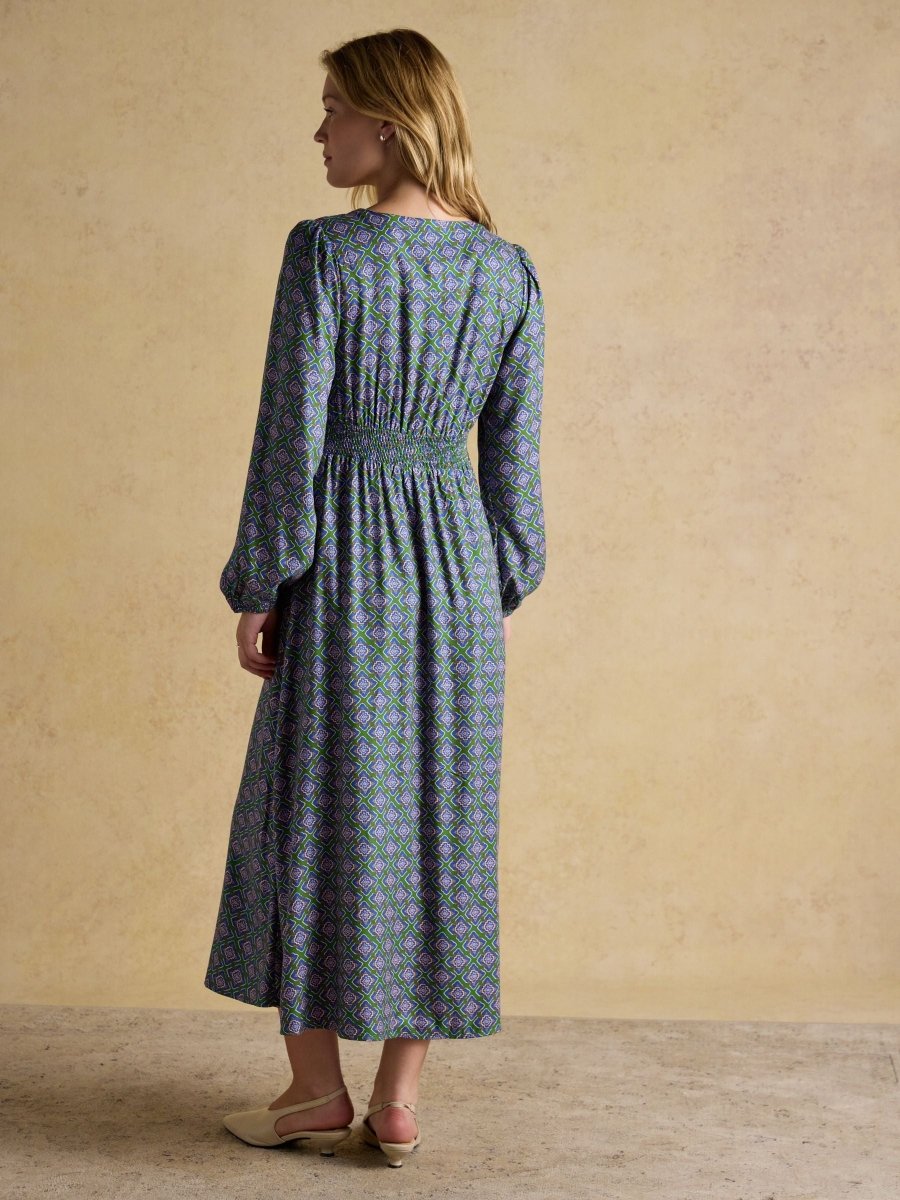 Gabriella Blue & Green Geo Print Midi Dress - RUTHERFORD & Co