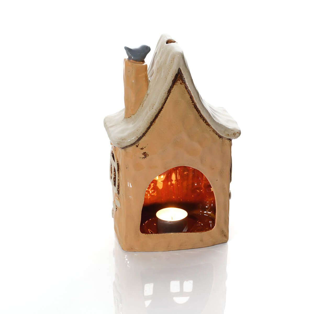 Garden Birds Stoneware Ochre House Candle Holder - RUTHERFORD & Co