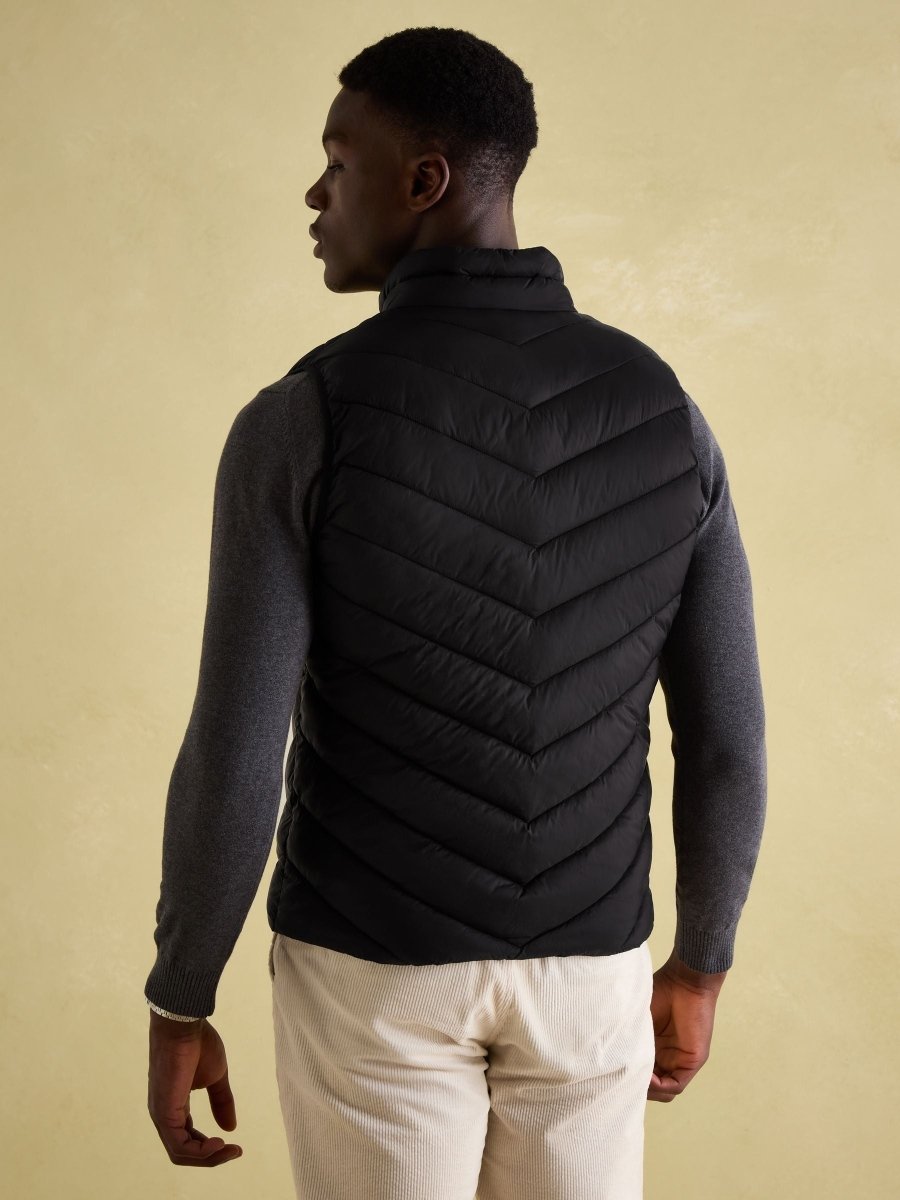 Garrett Black Showerproof Padded Gilet - RUTHERFORD & Co