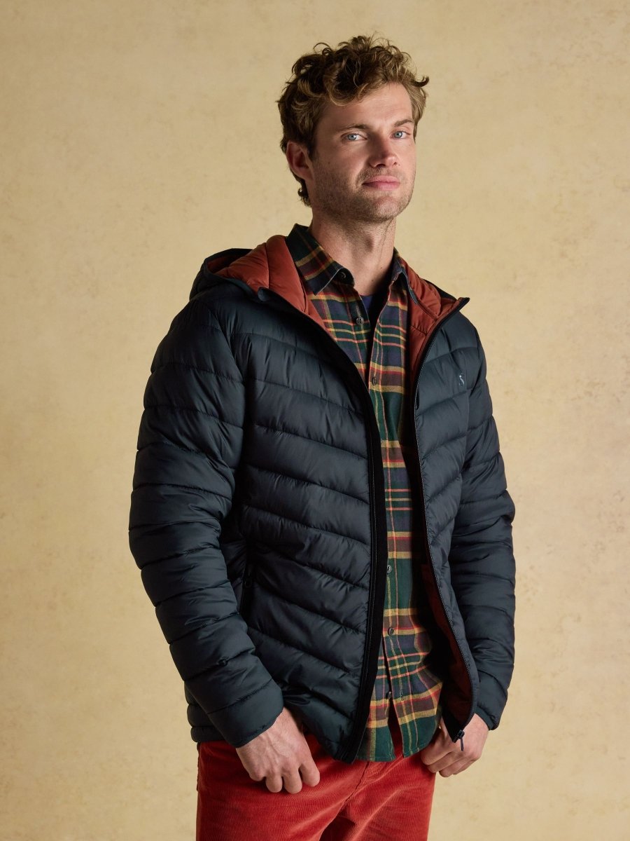 Garrett Navy Showerproof Padded Jacket - RUTHERFORD & Co