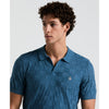 Jacquard Johnny Collar Sweater Polo Shirt In Copen Blue