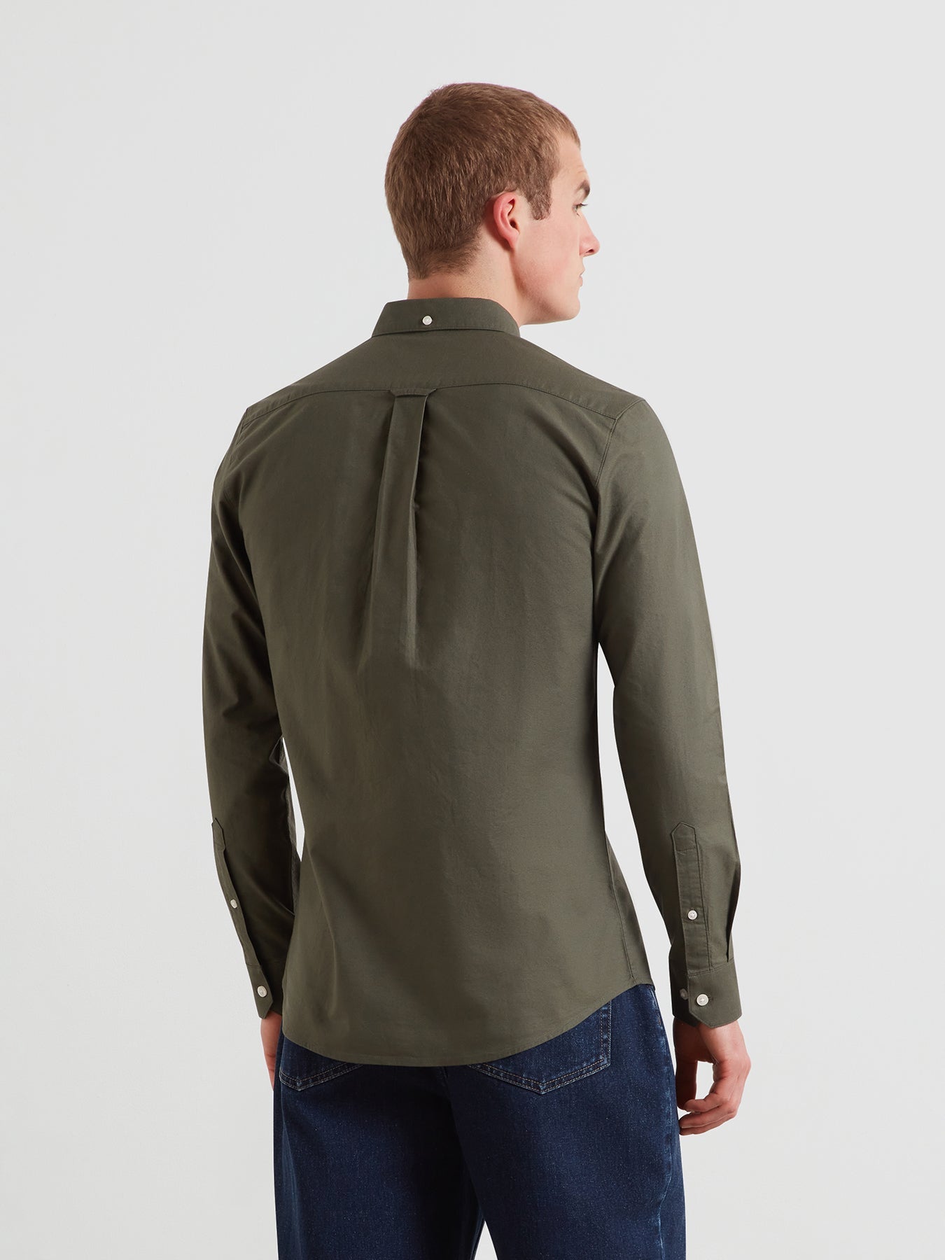 Brewer Slim Fit Organic Cotton Oxford Shirt In Rosemary