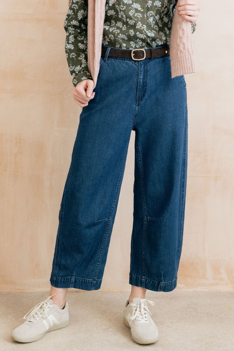 Georgia Barrel Leg Denim Jeans Blue - RUTHERFORD & Co