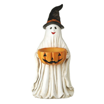 Ghost In Witch Hat With Pumpkin Bowl - RUTHERFORD & Co
