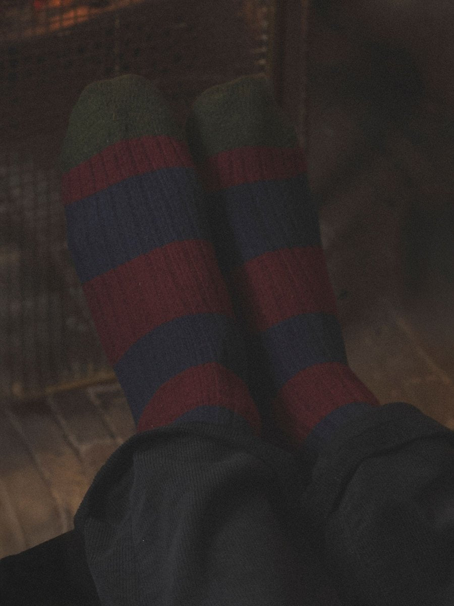 Gibson Berry/Navy Cosy Socks - RUTHERFORD & Co