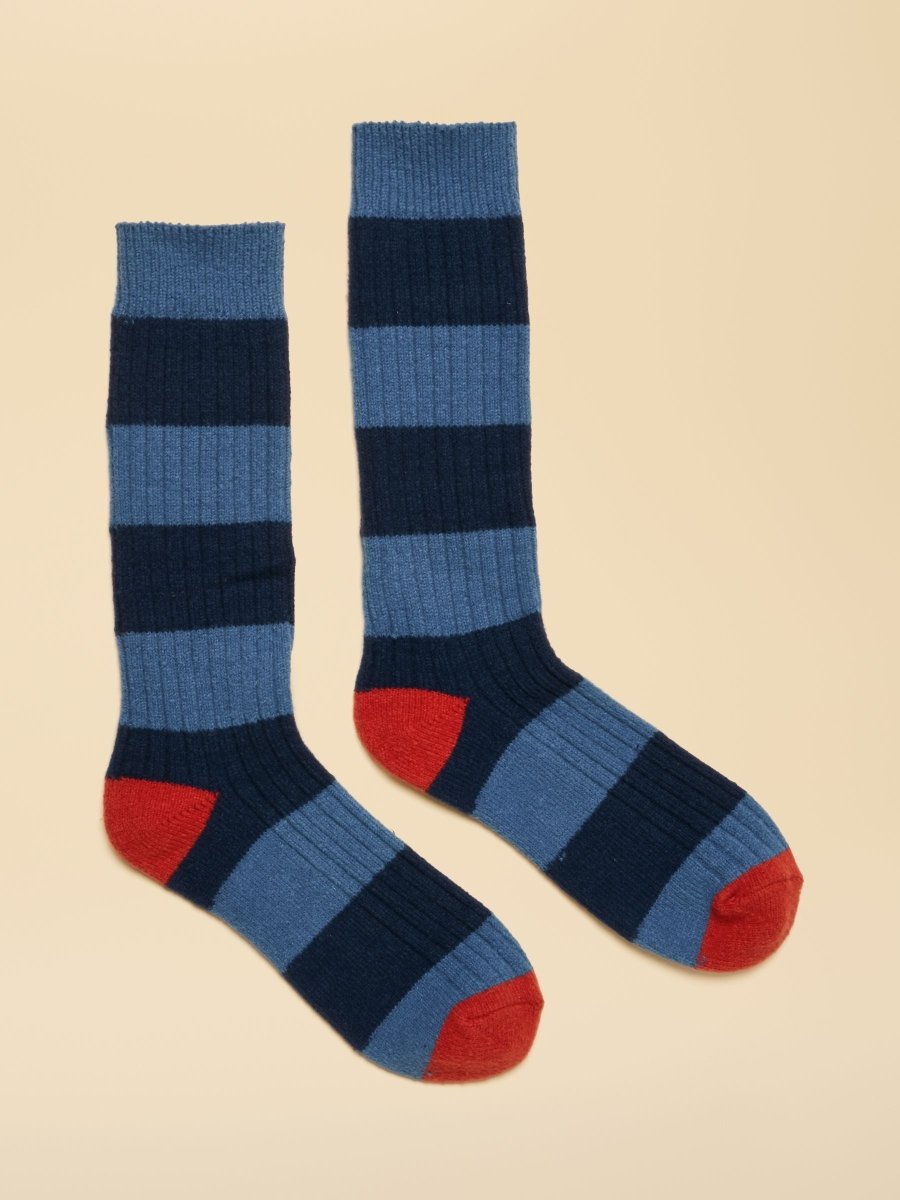 Gibson Blue/Navy Cosy Socks - RUTHERFORD & Co