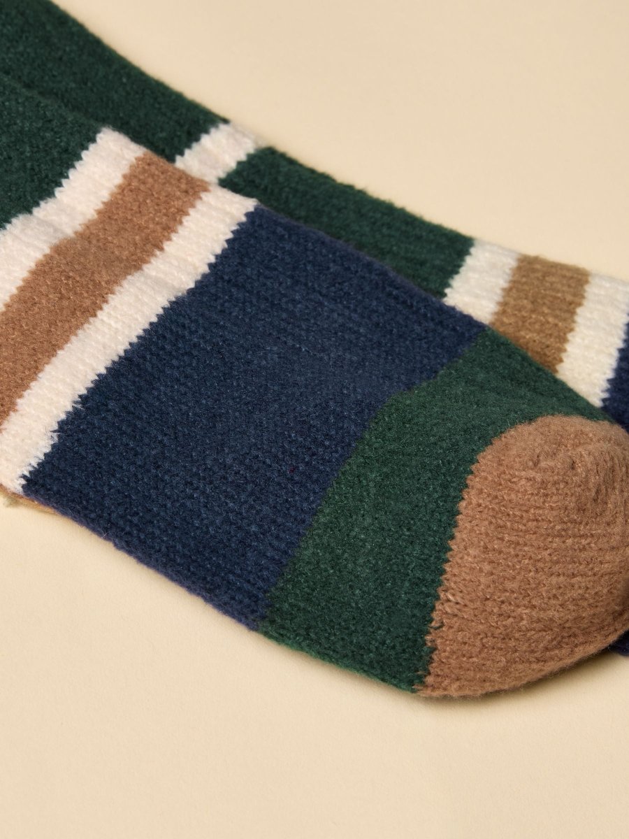 Gibson Green/Navy Cosy Socks - RUTHERFORD & Co