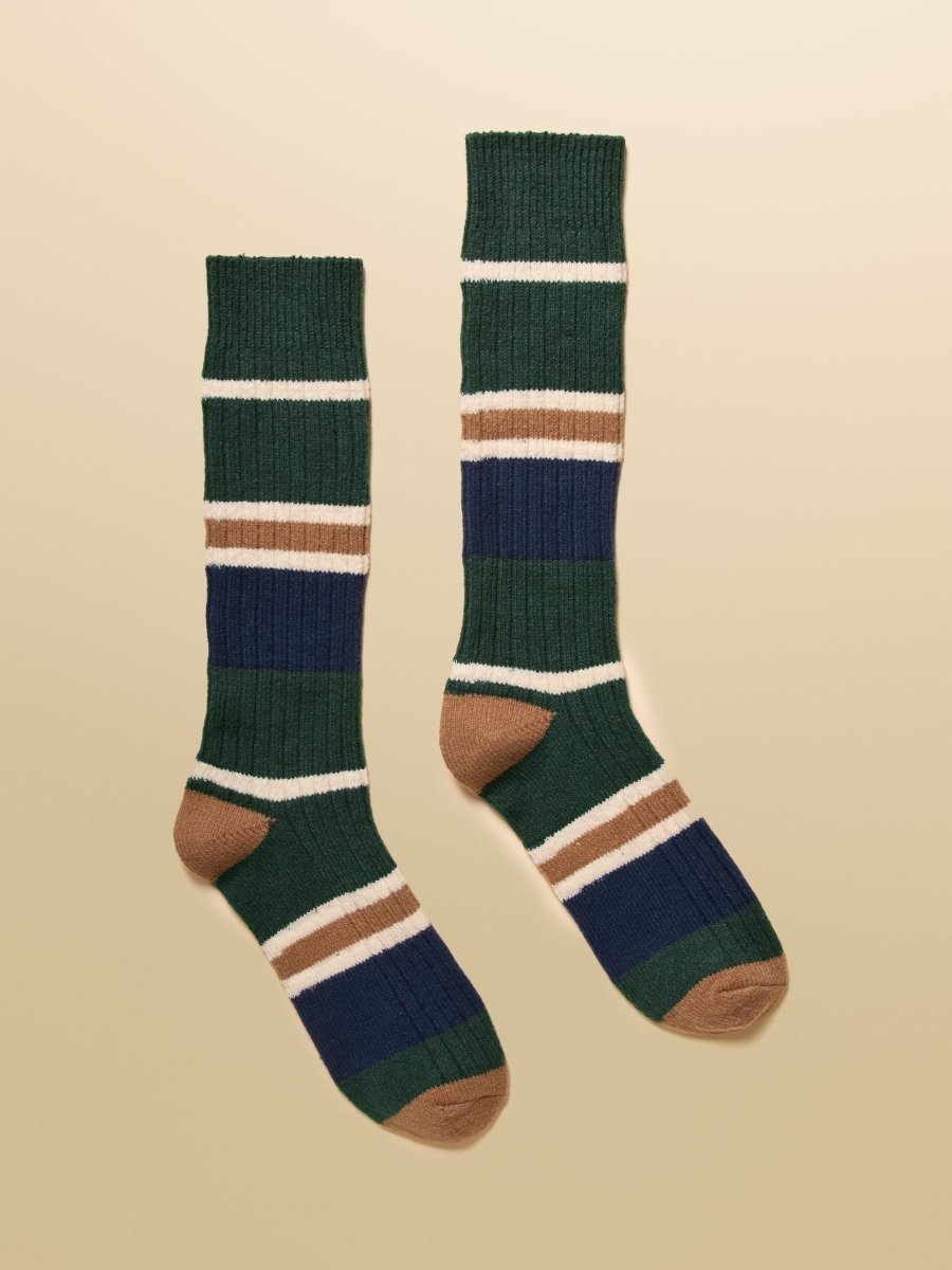 Gibson Green/Navy Cosy Socks - RUTHERFORD & Co