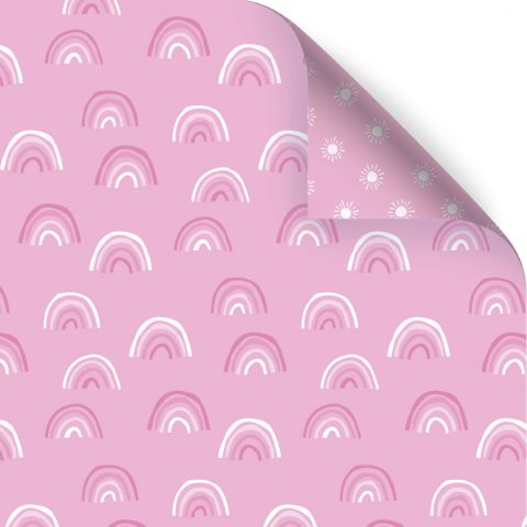 Gift Wrap Rainbows and Stars Pink - RUTHERFORD & Co