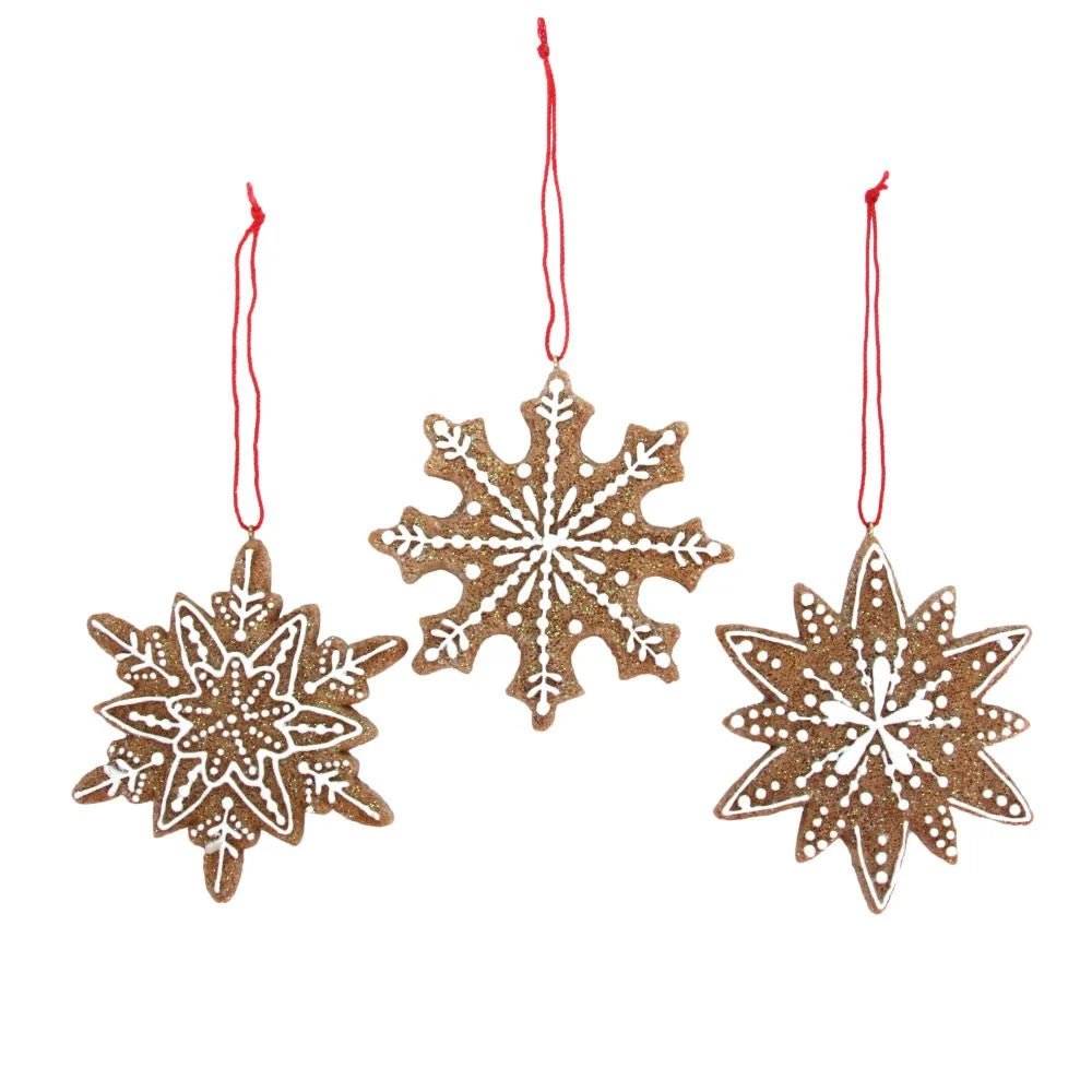 Gingerbread Snowflake Resin Decoration (9cm) - RUTHERFORD & Co