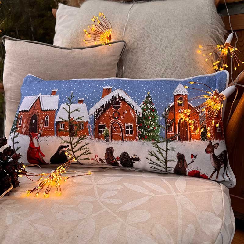 Gingerbread Village Cushion - RUTHERFORD & Co