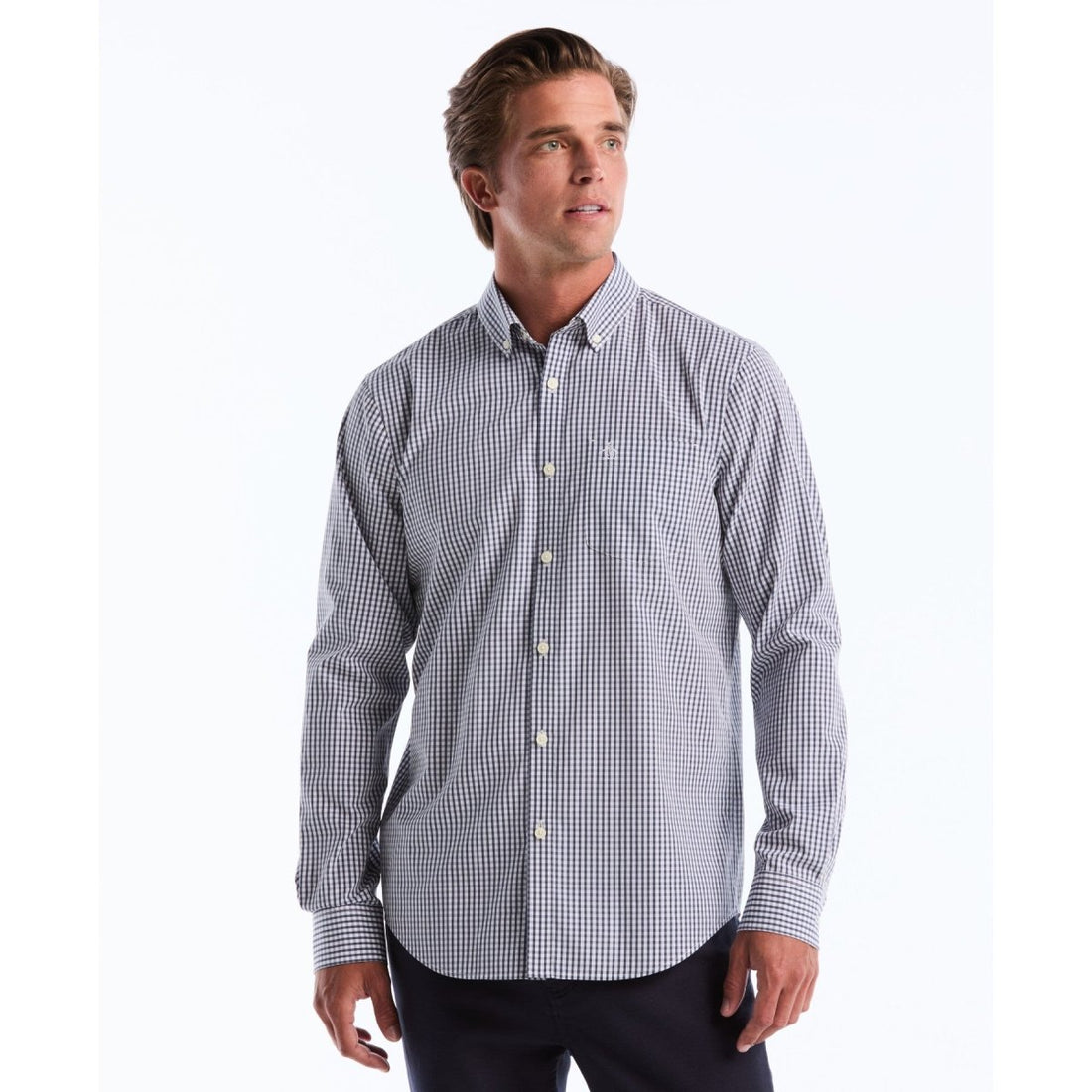 Gingham Shirt In Sargasso Sea - RUTHERFORD & Co