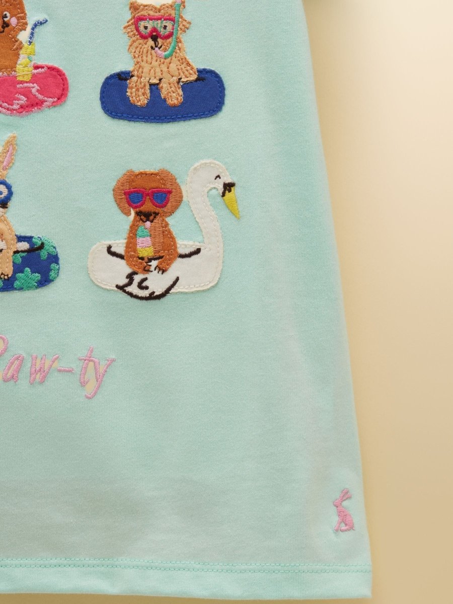 Girls' Astra Blue Applique Cotton T-Shirt - RUTHERFORD & Co