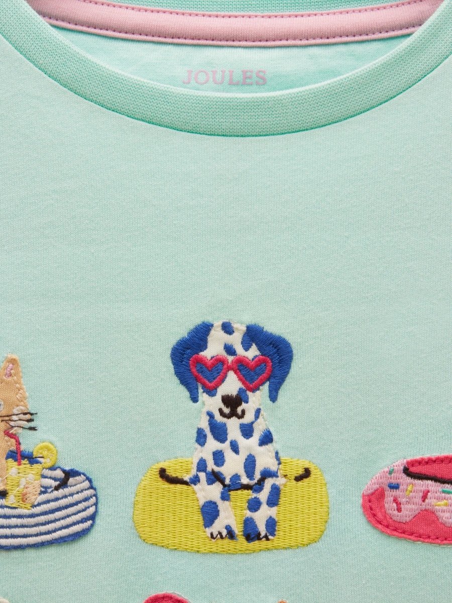 Girls' Astra Blue Applique Cotton T-Shirt - RUTHERFORD & Co