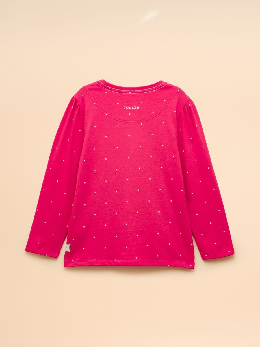 Girls' Ava Bright Pink Applique Long Sleeve Top - RUTHERFORD & Co