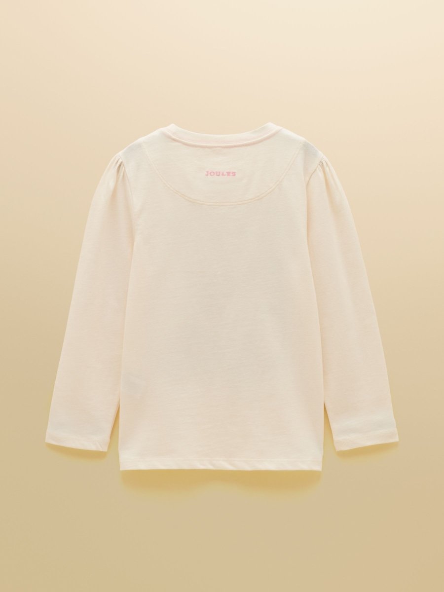 Girls' Ava Cream Applique Long Sleeve Top - RUTHERFORD & Co