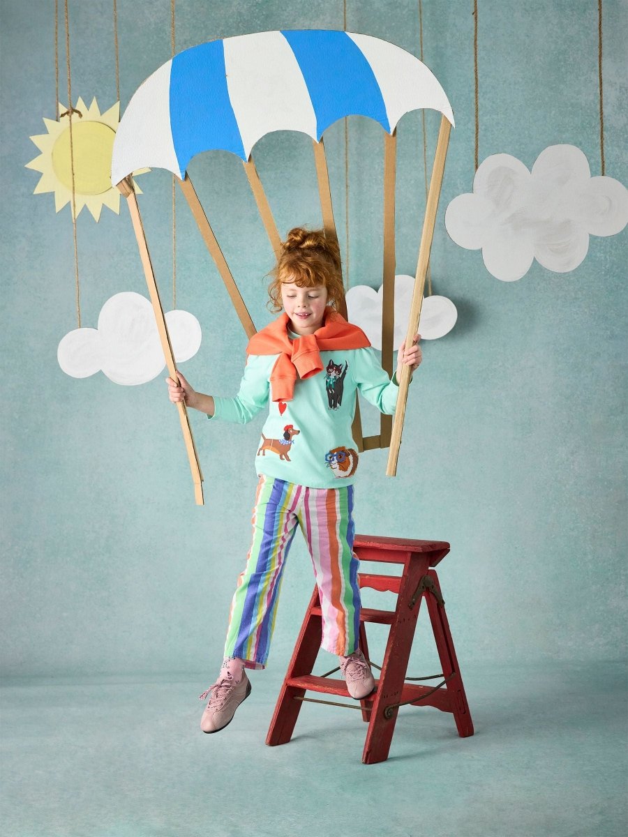 Girls' Ava Mint Green Applique Long Sleeve Top - RUTHERFORD & Co