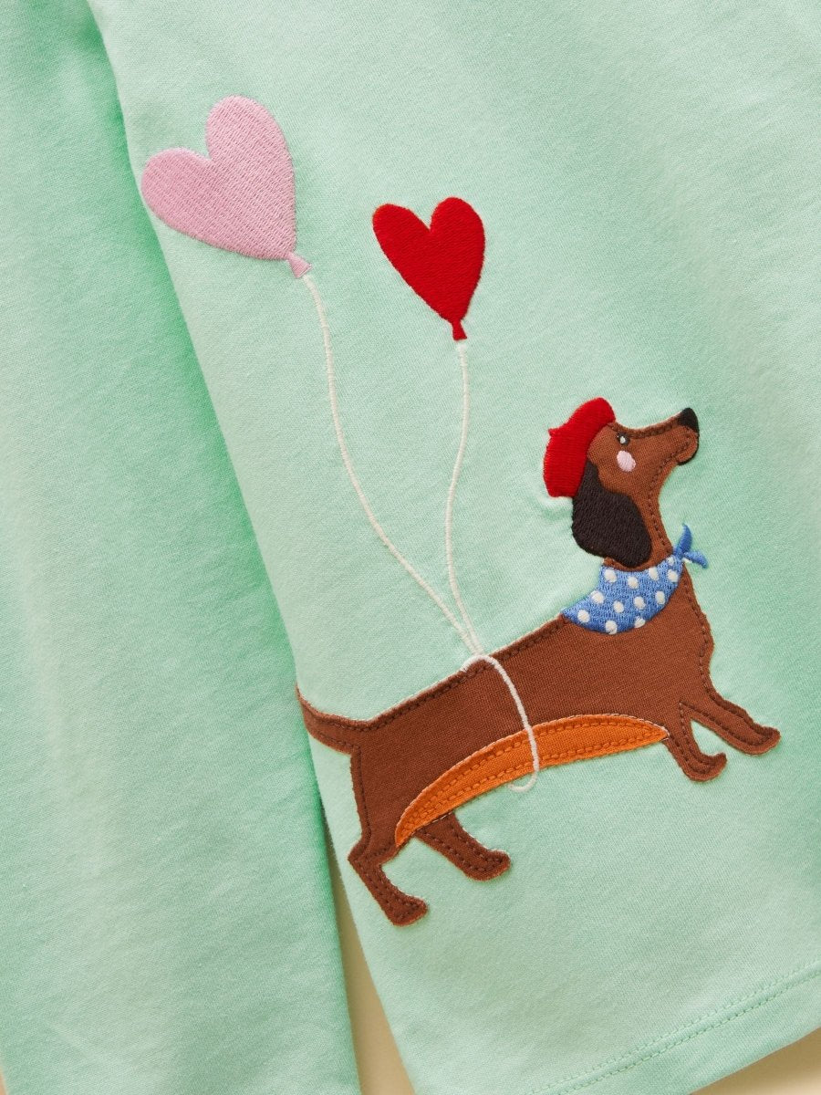 Girls' Ava Mint Green Applique Long Sleeve Top - RUTHERFORD & Co