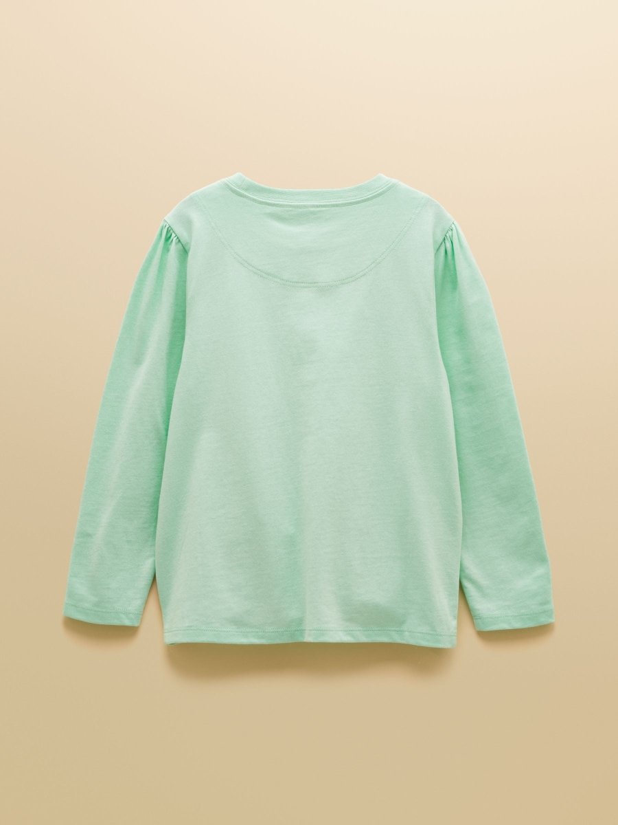 Girls' Ava Mint Green Applique Long Sleeve Top - RUTHERFORD & Co