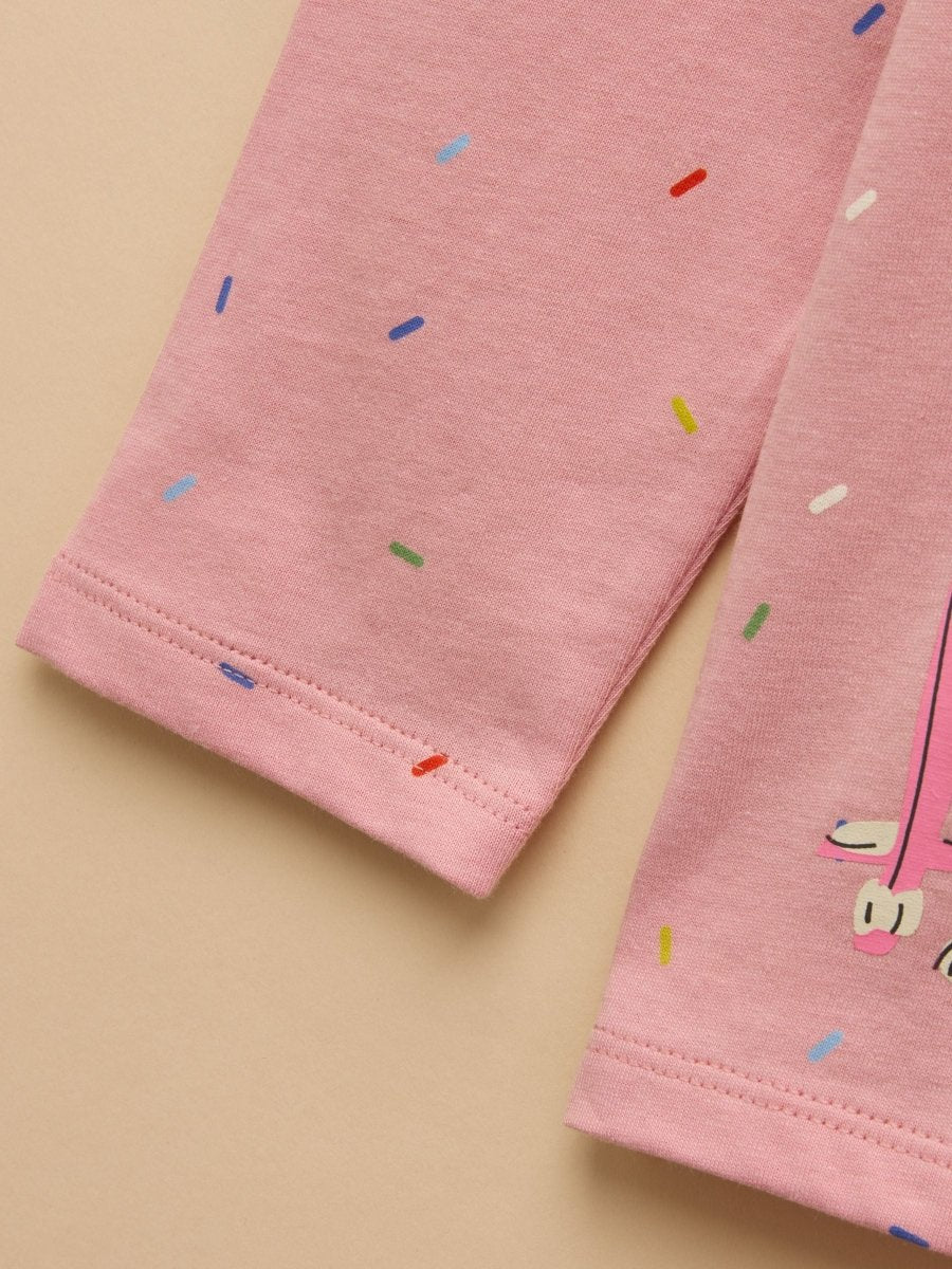 Girls' Ava Pink Screeprint Long Sleeve Top - RUTHERFORD & Co