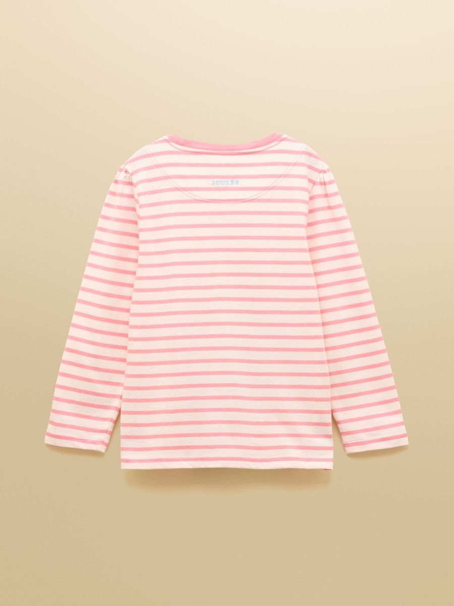 Girls' Ava Pink Stripe Dog Applique Long Sleeve Top - RUTHERFORD & Co