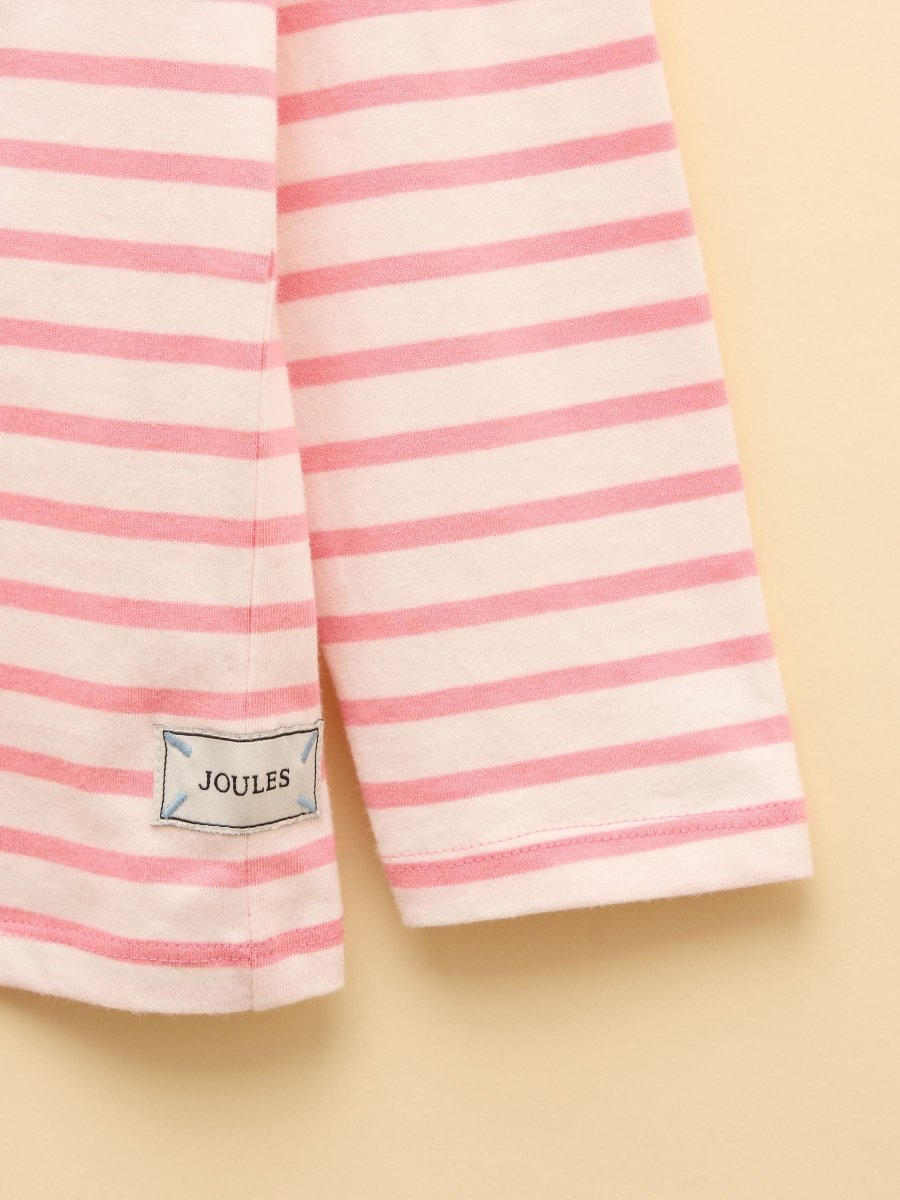 Girls' Ava Pink Stripe Dog Applique Long Sleeve Top - RUTHERFORD & Co