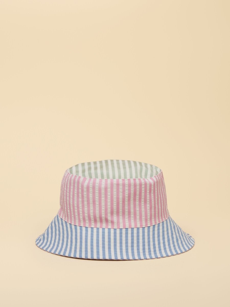 Girls' Bayley Pink Multi Striped Reversible Bucket Hat - RUTHERFORD & Co