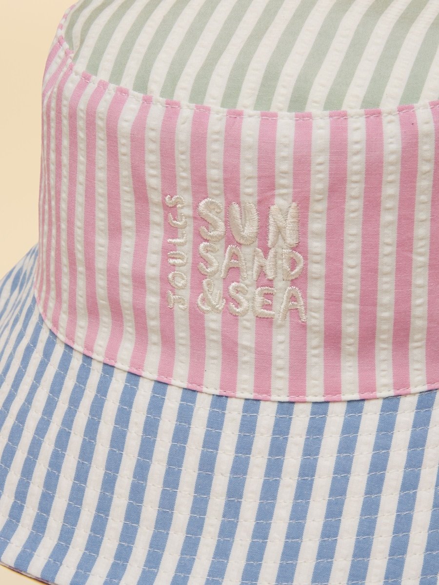 Girls' Bayley Pink Multi Striped Reversible Bucket Hat - RUTHERFORD & Co