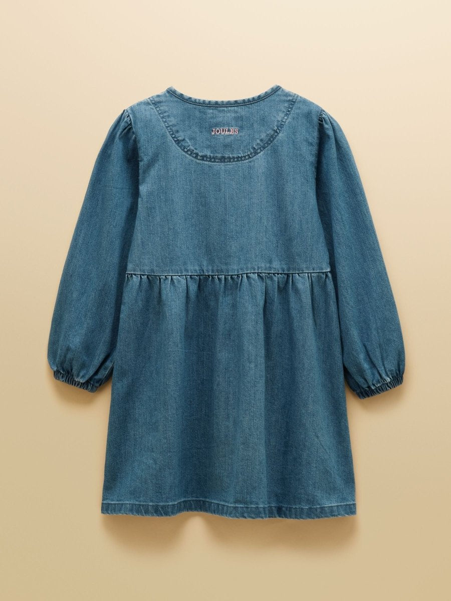 Girls' Blair Denim Embroidered Dress - RUTHERFORD & Co
