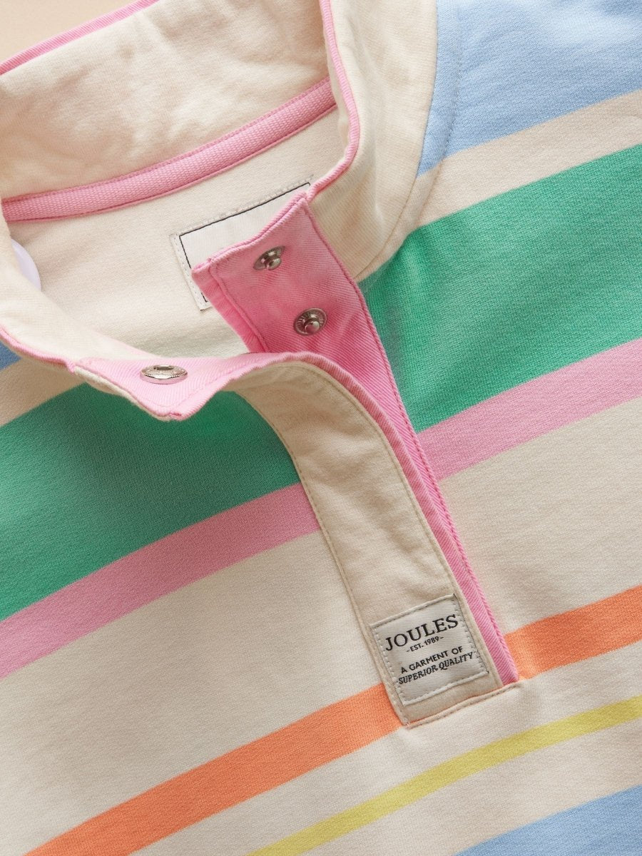 Girls' Burnham White & Multi Striped Funnel Neck Sweatshirt - RUTHERFORD & Co