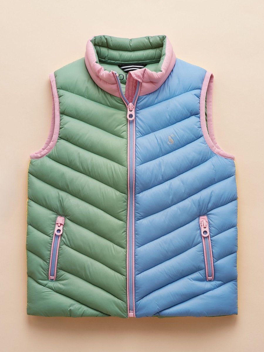 Girls' Crofton Gilet Blue Hotchpotch Showerproof Padded Gilet - RUTHERFORD & Co
