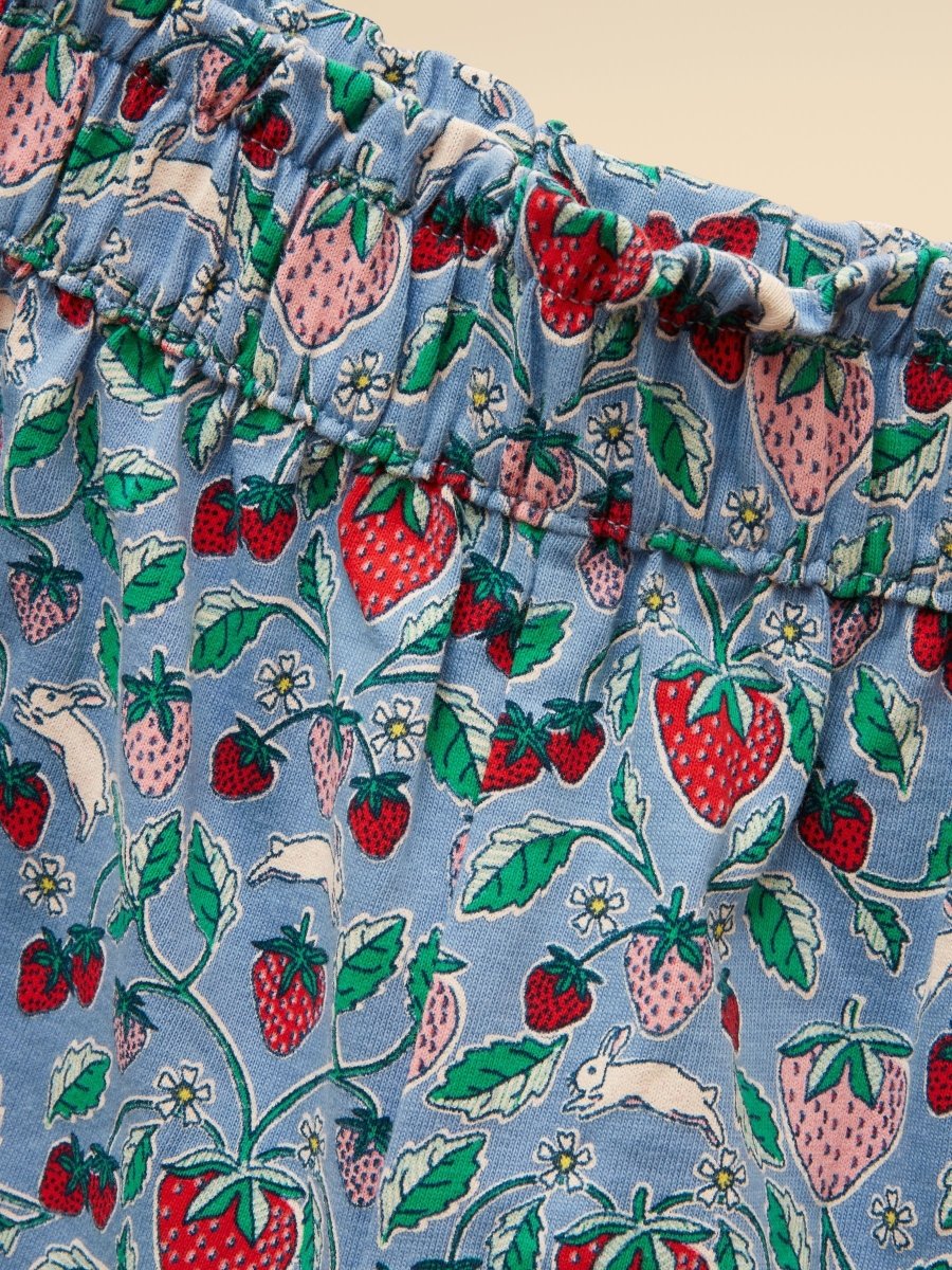 Girls' Daisy Blue Strawberry Jersey Frill Shorts - RUTHERFORD & Co