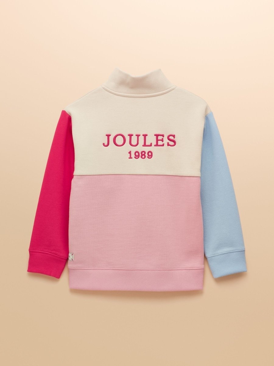 Girls' Elliot Pink Colourblock Colourblock Quarter Zip Sweatshirt - RUTHERFORD & Co