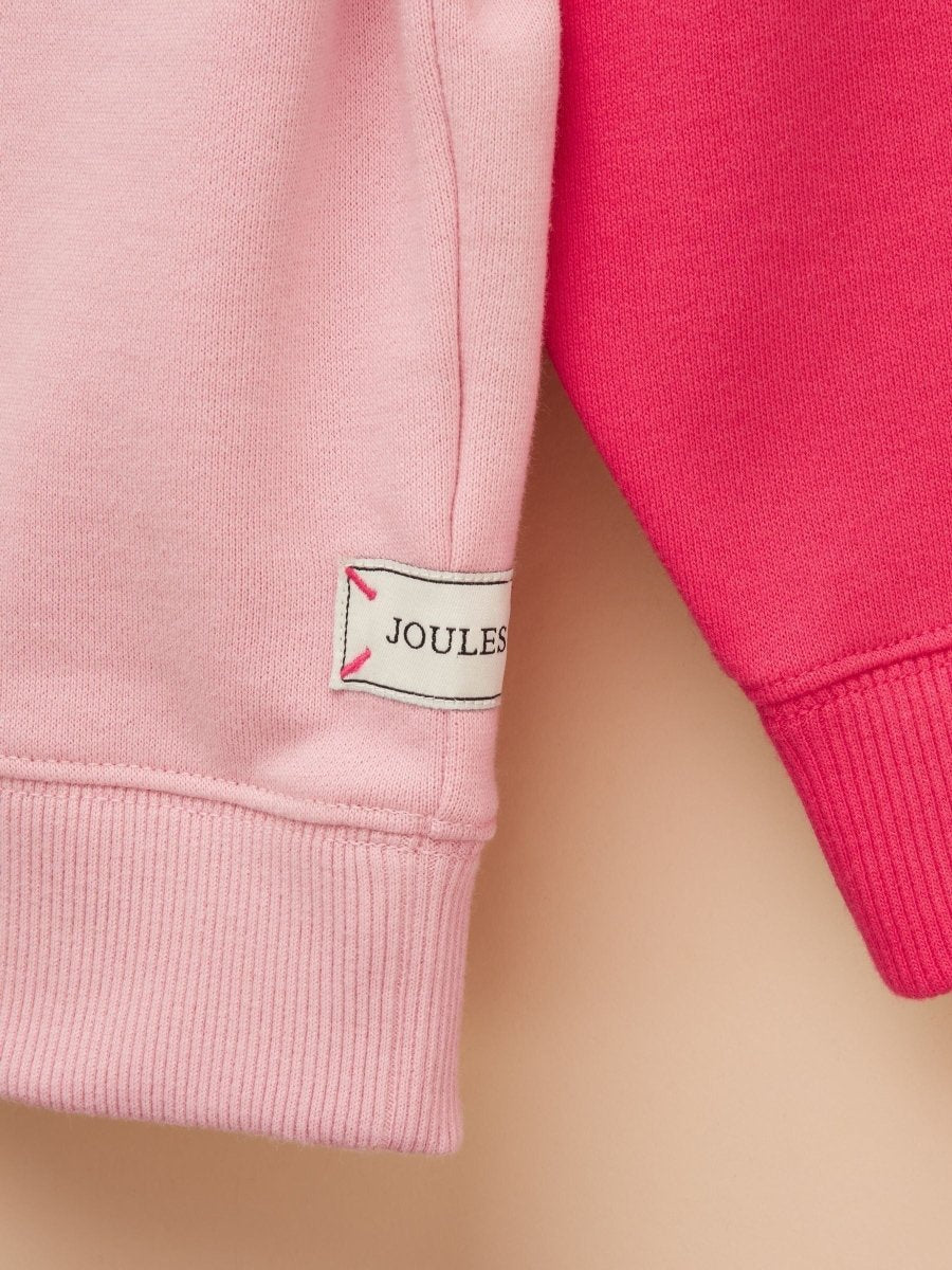 Girls' Elliot Pink Colourblock Colourblock Quarter Zip Sweatshirt - RUTHERFORD & Co