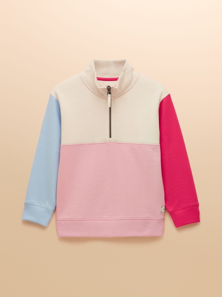 Girls' Elliot Pink Colourblock Colourblock Quarter Zip Sweatshirt - RUTHERFORD & Co