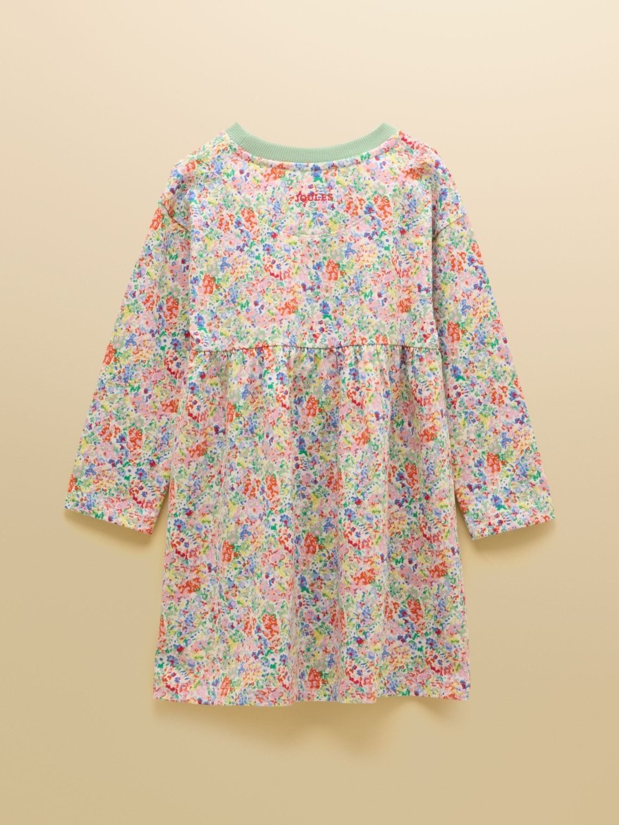 Girls' Emma Cream Ditsy Long Sleeve Sweater Dress - RUTHERFORD & Co
