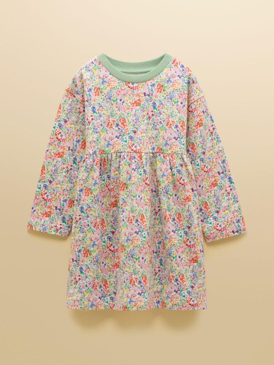 Girls' Emma Cream Ditsy Long Sleeve Sweater Dress - RUTHERFORD & Co