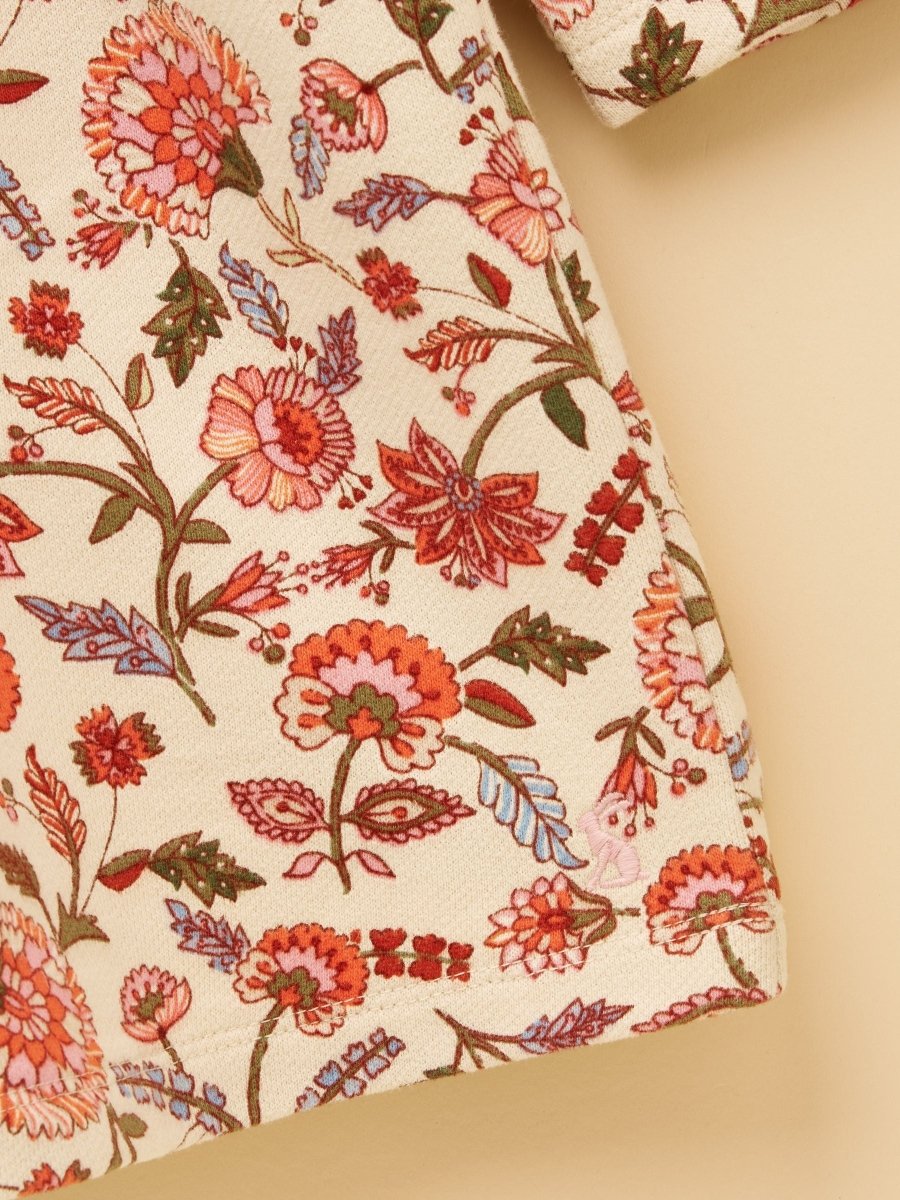 Girls' Emma Cream Floral Long Sleeve Sweat Dress - RUTHERFORD & Co