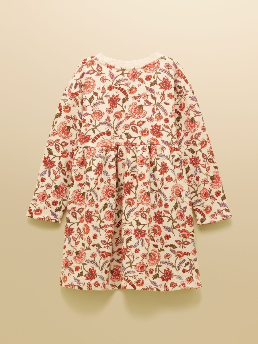 Girls' Emma Cream Floral Long Sleeve Sweat Dress - RUTHERFORD & Co